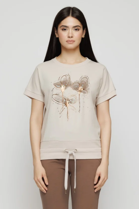 Tricou 5132 bej flori Mizar [2]