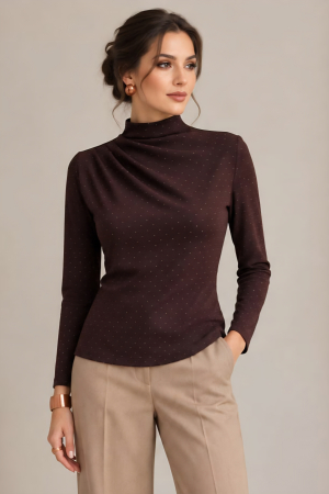 Bluze dama - Bluza 391 maro strasuri Aquared