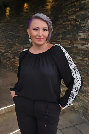 Bluze dama - Bluza 412 voal negru/alb Anesia