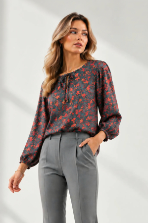 Bluze dama - Bluza 415 flori corai Anesia