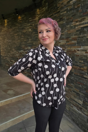 Bluze dama - Bluza 419 neagra buline Exnec