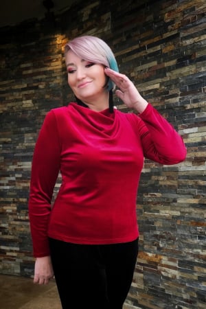 Bluze dama - Bluza 422 rosie catifea Anesia