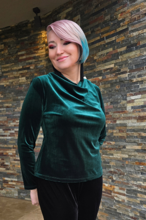 Bluze dama - Bluza 422 verde catifea Anesia
