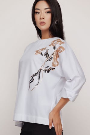 Bluze dama - Bluza 4305 bumbac alba Mizar