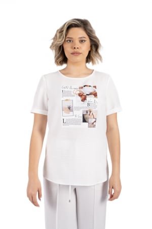 Imbracaminte Femei - Bluza 4738 alba imprimata La Donna
