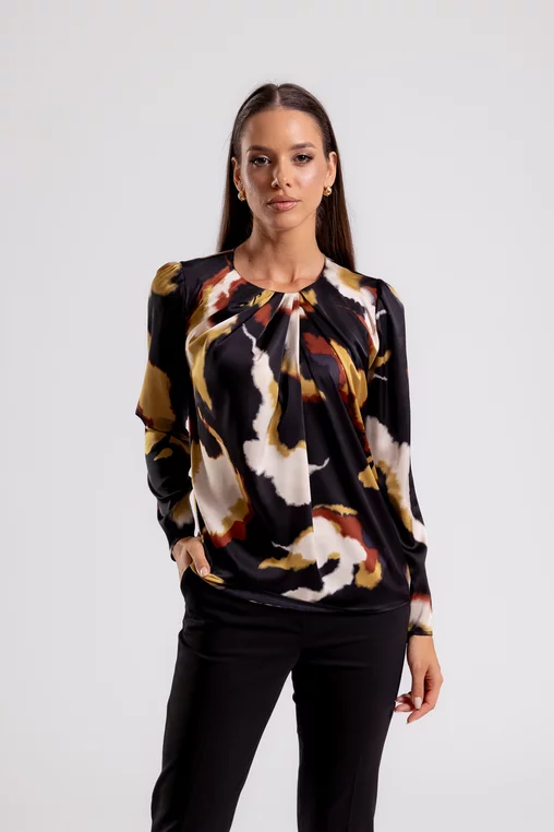 Bluze dama - Bluza C4432 imprimata mustar Caramel