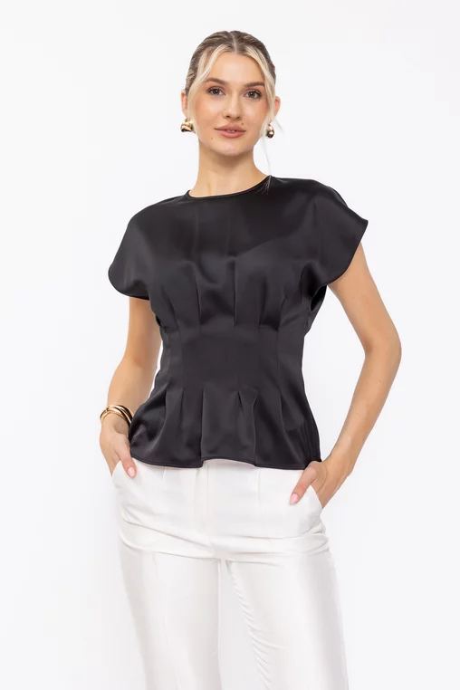 Bluze dama - Bluza C4634 satin neagra Caramel