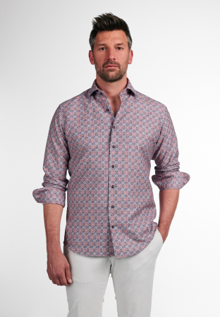 Modern Fit - Camasa imprimata, modern fit, pentru barbati, 59% bumbac 41% in, maneca lunga, model 4041/18 XS82 Eterna
