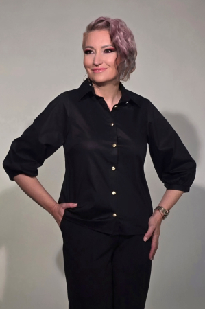 Bluze dama - Camasa 429 neagra bumbac Anesia