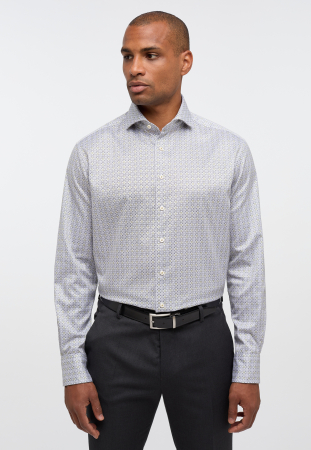 Modern Fit - Camasa imprimeu, modern fit, pentru barbati, 100% bumbac, maneca lunga, model 8159/47 XS82 Eterna