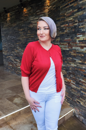 Tricotaje dama - Cardigan 5746 rosu Zada XS
