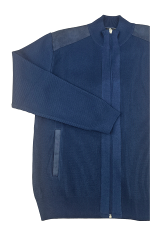Tricotaje - Cardigan J89 albastru fermoar Magnetic