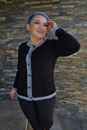 Imbracaminte Femei - Cardigan JT22 negru/gri Magnetic