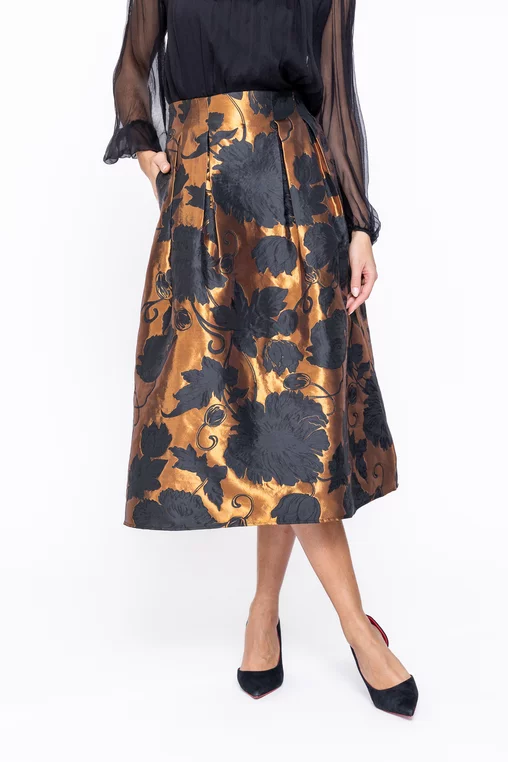 Fusta C3513 imprimata tafta Caramel [1]