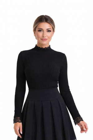 Maleta 6010 neagra dantela Corade