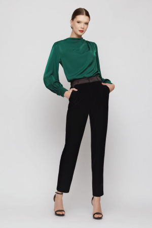 Pantaloni dama - Pantalon 4462 negru catifea Mizar