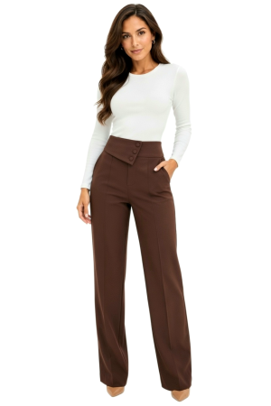 Pantaloni dama - Pantalon 5576 maro La Donna