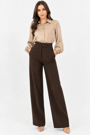 Pantaloni dama - Pantalon 5610 maro La Donna