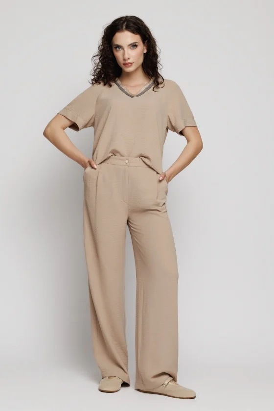 Imbracaminte Femei - Pantalon 6258 bej larg Mizar