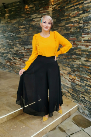 Pantaloni dama - Pantalon 752 voal negru Exnec 40