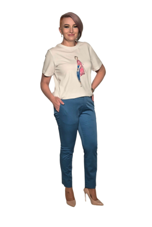 Pantaloni dama - Pantalon 8101 blue Smart
