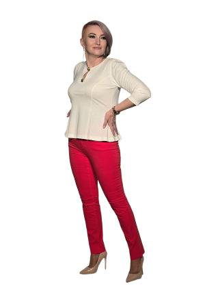 Pantaloni dama - Pantalon 8101 rosu Smart