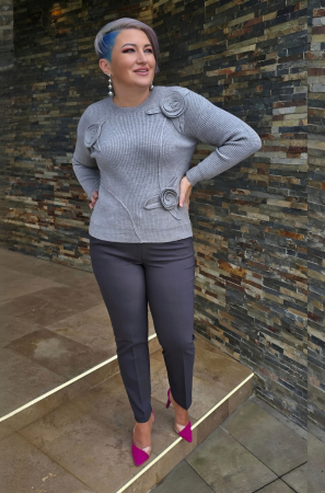 Pantaloni dama - Pantalon 952 gri Cosmo