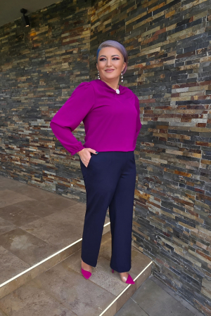 Pantaloni dama - Pantalon 953 larg bleumarine Cosmo