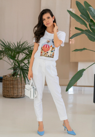 Pantalon Dafina alb Hermosa  [4]