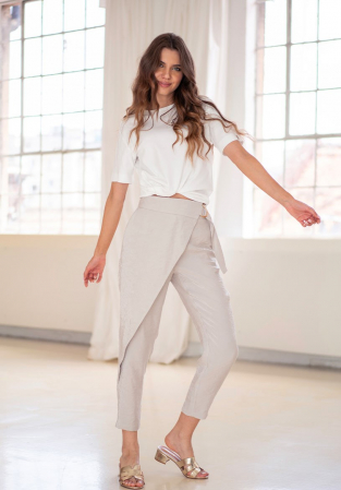 Pantaloni dama - Pantalon Zasha bej Hermosa