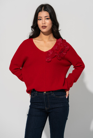 Tricotaje dama - Pulover Antonia rosu Hermosa