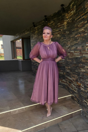 Rochii matase naturala - Rochie 1516 mauve Leonard