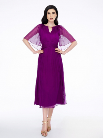 Rochii matase naturala - Rochie 1521 magenta Leonard