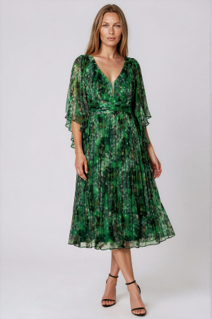 Rochii matase naturala - Rochie 190 verde matase naturala Viada