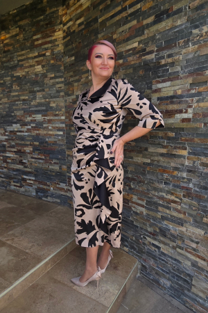 Rochii casual - Rochie 1902 bej imprimata Leonard