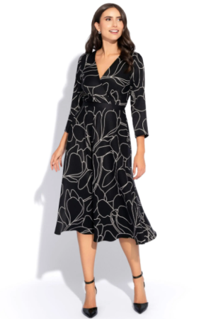 Rochii dama - Rochie 1909 neagra flori Leonard