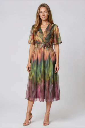 Rochie 239 verde imprimat Viada