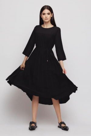 Rochii casual - Rochie 4313 neagra plisata Mizar