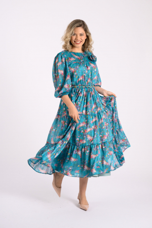Imbracaminte Femei - Rochie 5025 inflorata blu La Donna