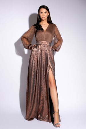 Imbracaminte Femei - Rochie 5151 caramel matase Ginette