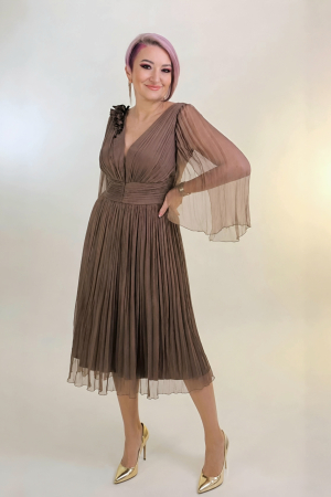 Rochii matase naturala - Rochie 5170 maro matase naturala Ginette