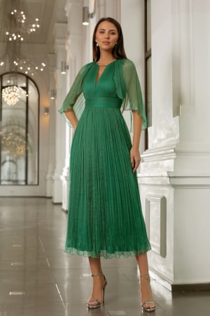Rochii matase naturala - Rochie 5177 verde matase naturala Ginette