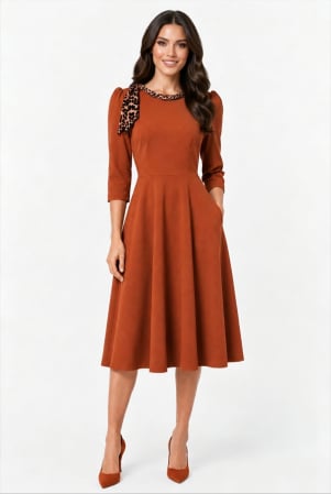 Rochii casual - Rochie 5600 coniac La Donna