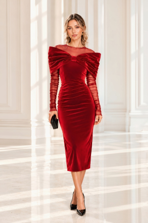 Rochii gala - Rochie 61066 rosie catifea Per Donna