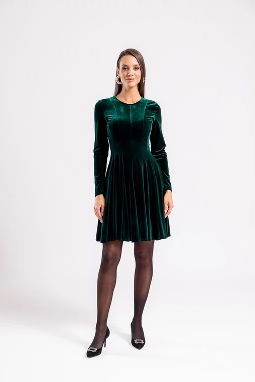 Rochie 8470 verde catifea Caramel [0]