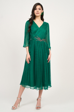 Rochii matase naturala - Rochie 995 matase naturala verde Viada