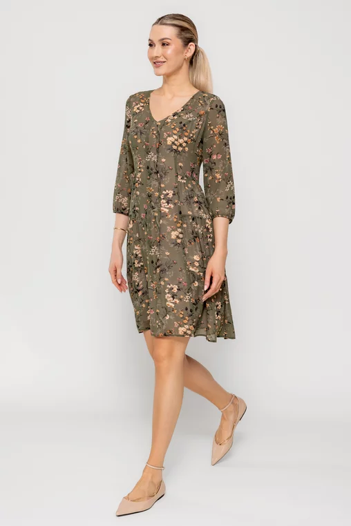 Rochie C8515 kaki in florata Caramel [5]