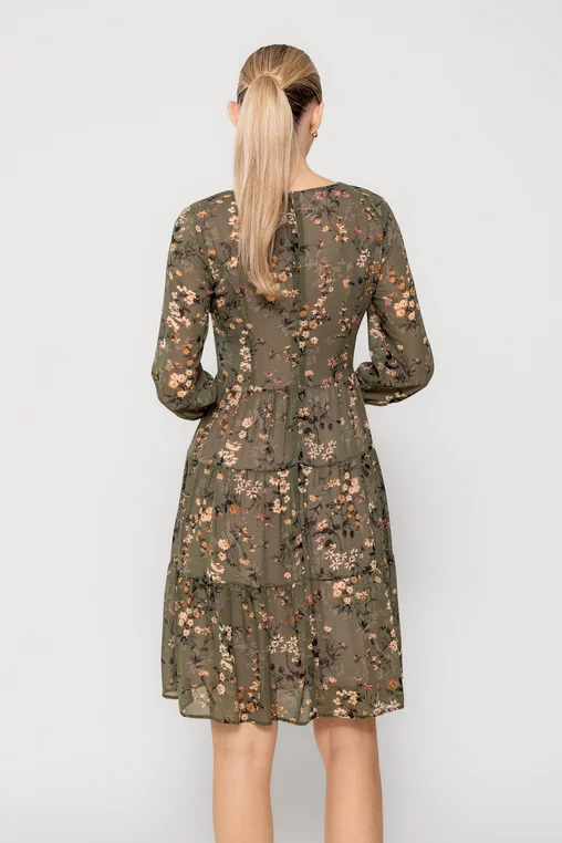 Rochie C8515 kaki in florata Caramel [8]