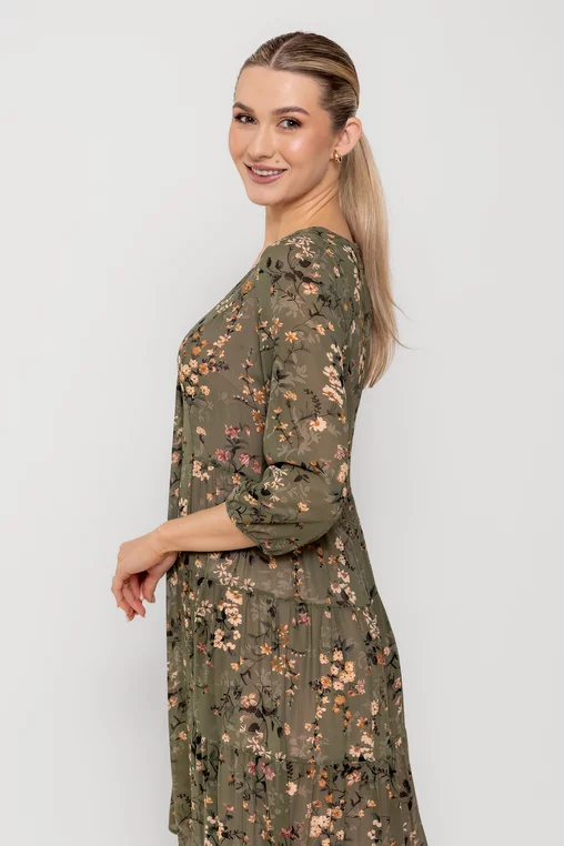 Rochie C8515 kaki in florata Caramel [9]