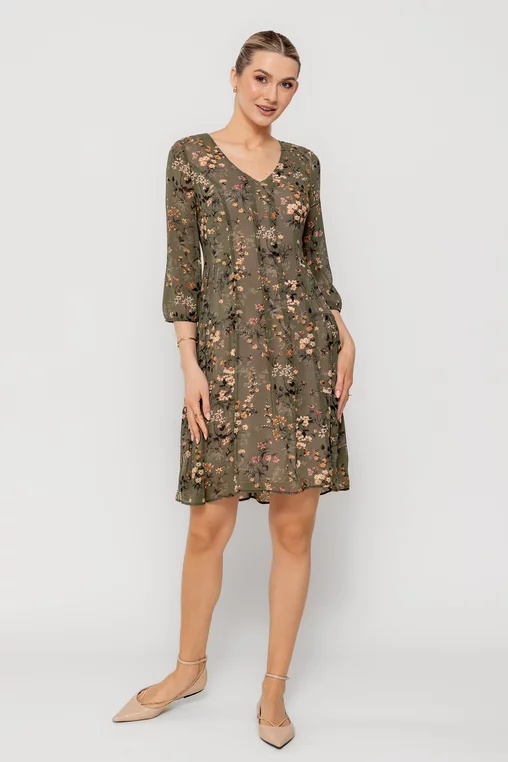 Rochie C8515 kaki in florata Caramel [7]